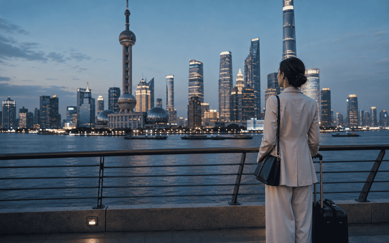 International newcomer arriving in modern Shanghai